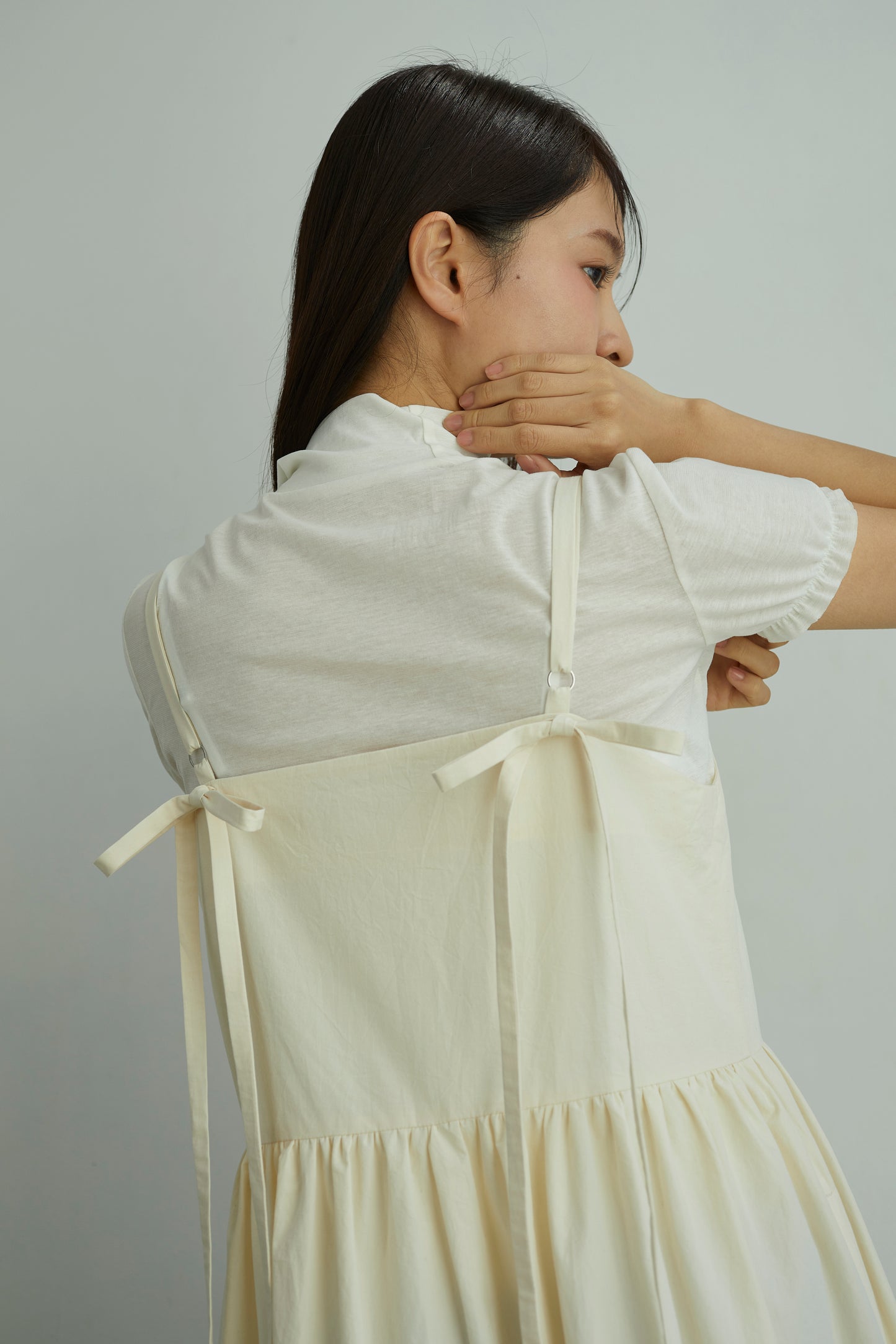きなりのフリルワンピース Ecru Frill Dress