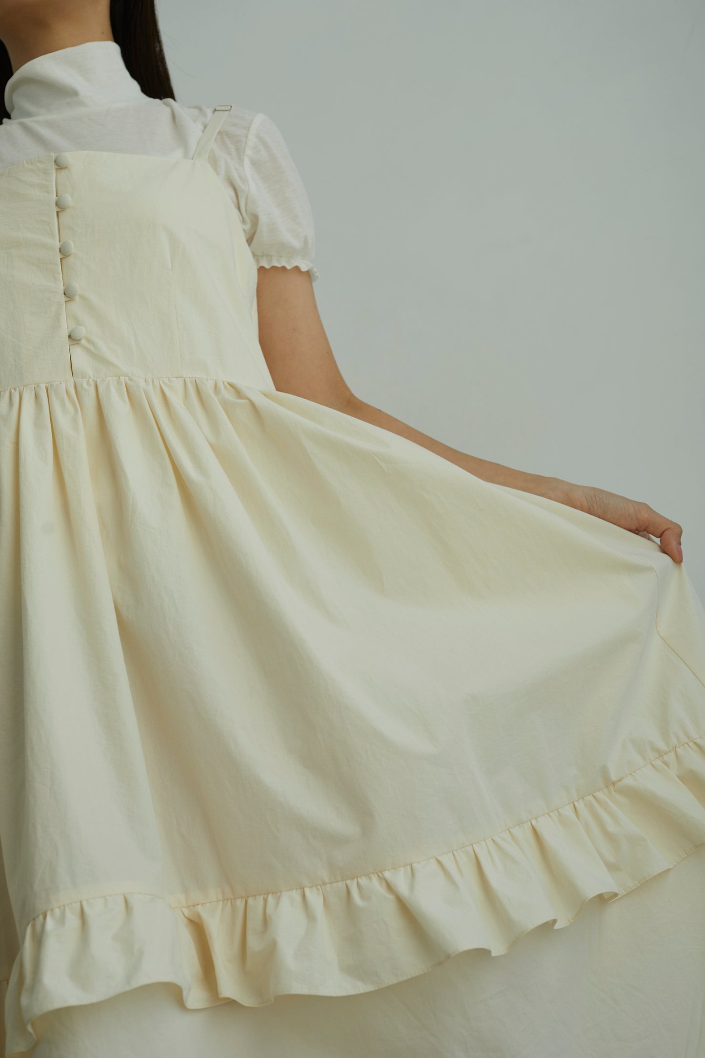 きなりのフリルワンピース Ecru Frill Dress