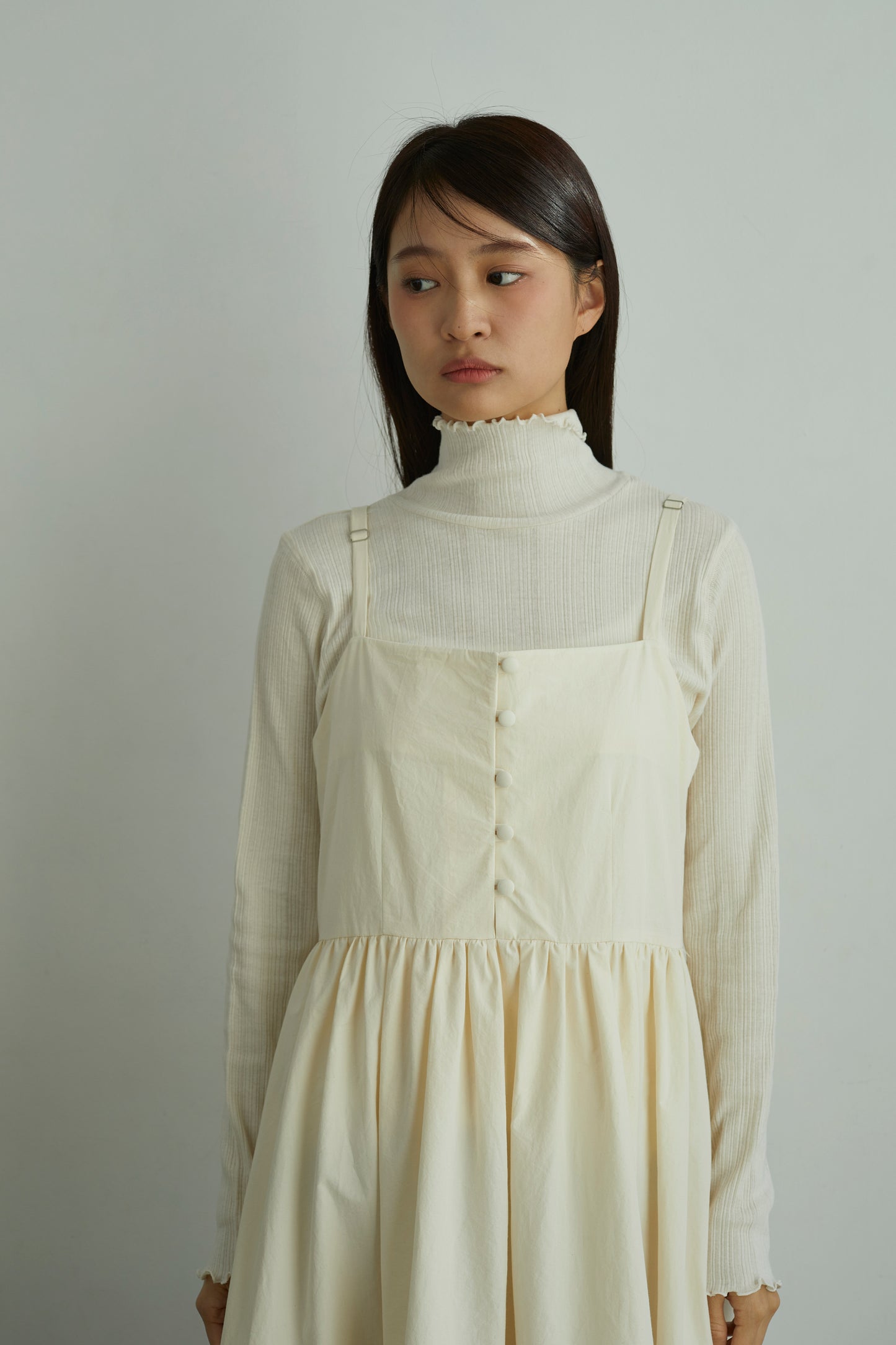 きなりのフリルワンピース Ecru Frill Dress
