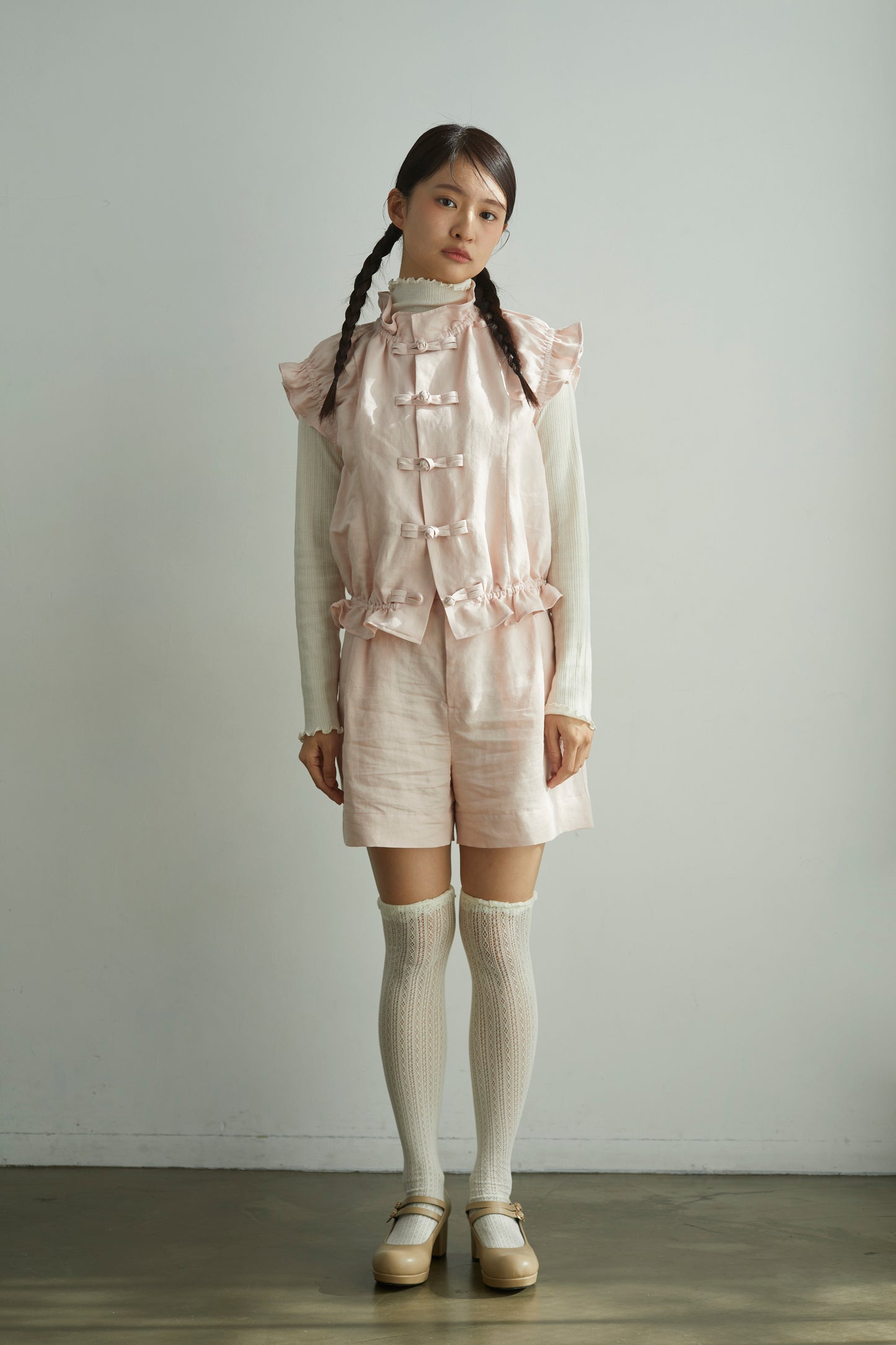 苺のチャイナ釦ブラウス Strawberry Chinese Knot Button Blouse