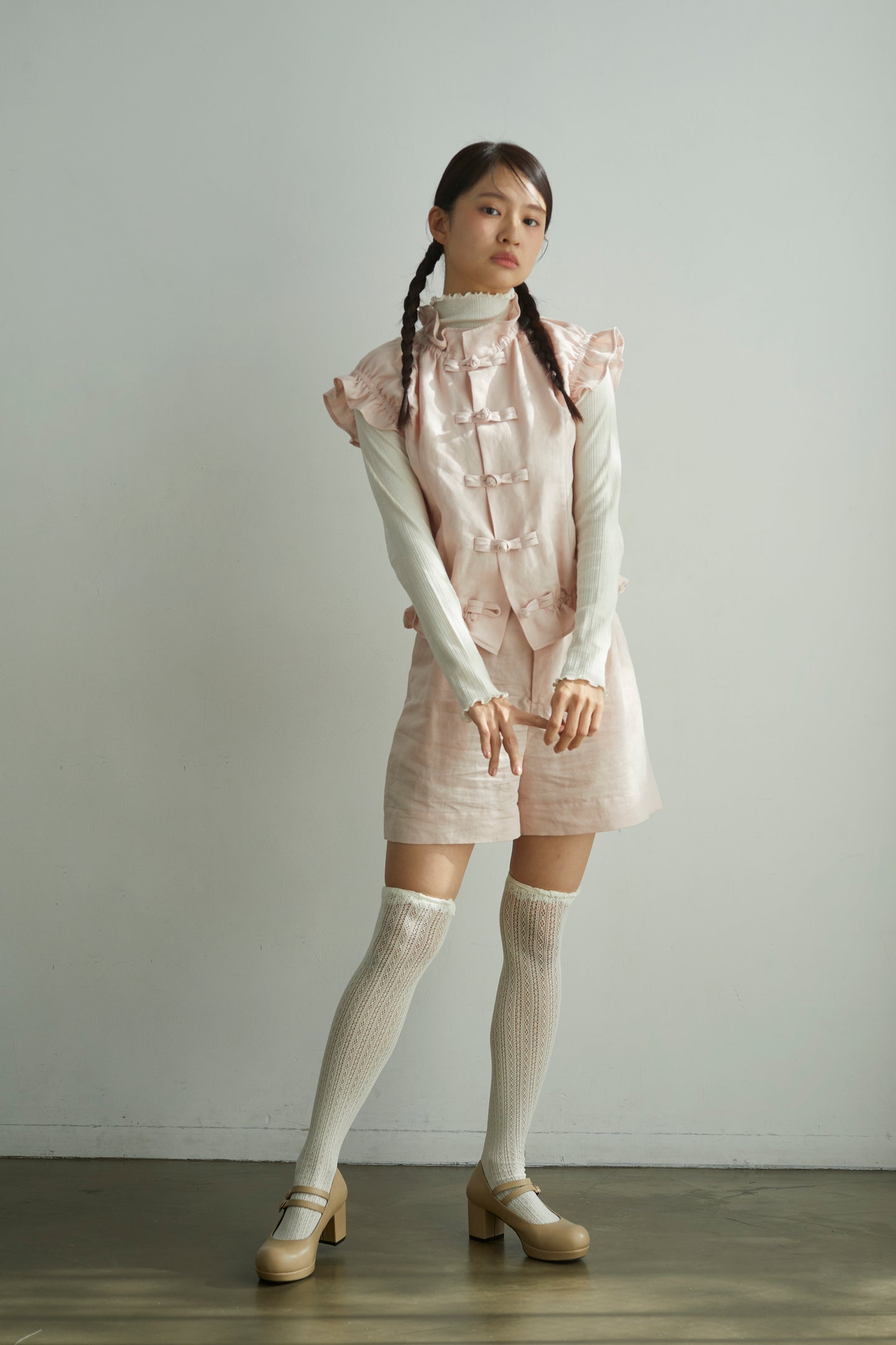 苺のチャイナ釦ブラウス Strawberry Chinese Knot Button Blouse