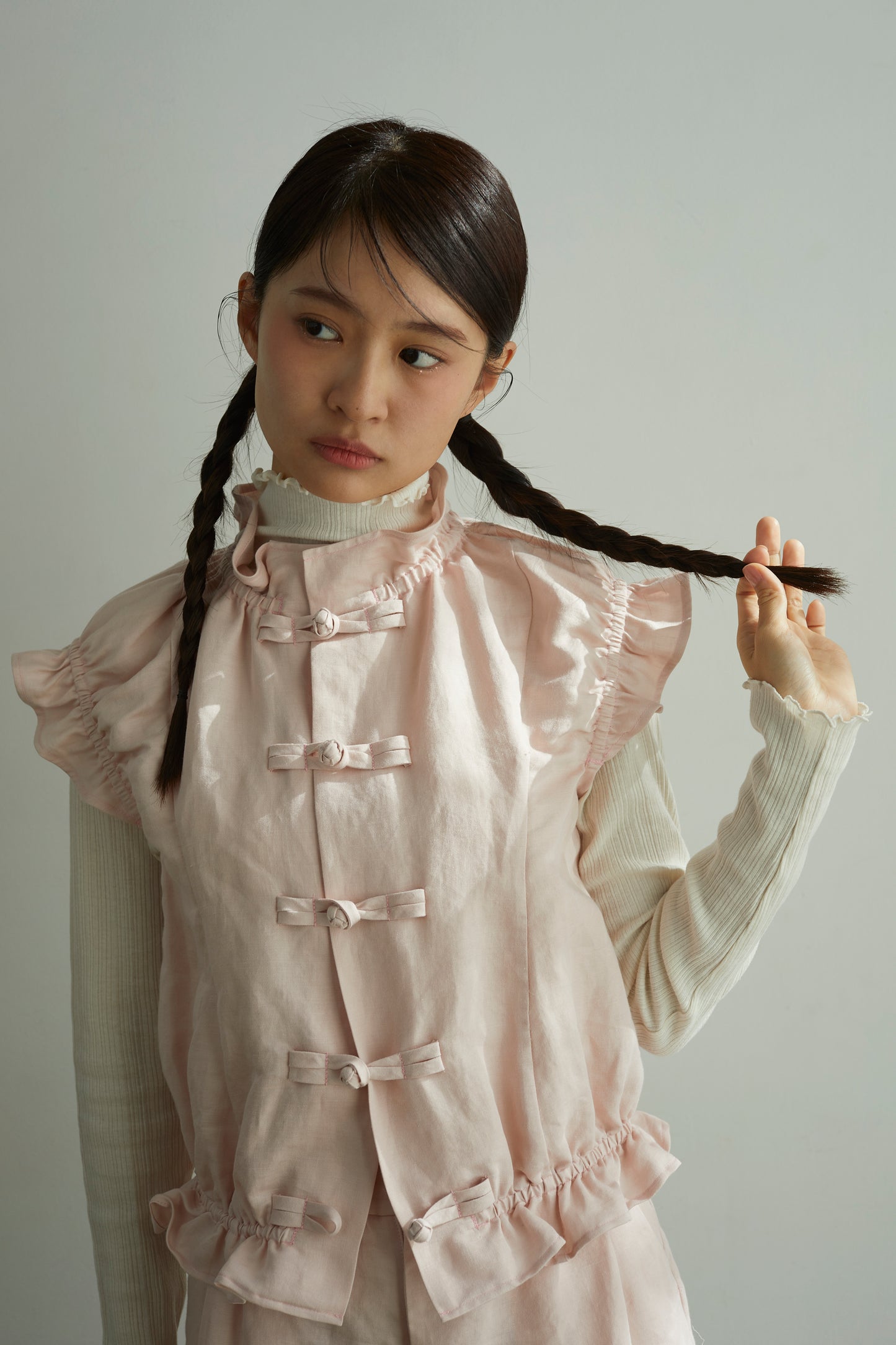 苺のチャイナ釦ブラウス Strawberry Chinese Knot Button Blouse