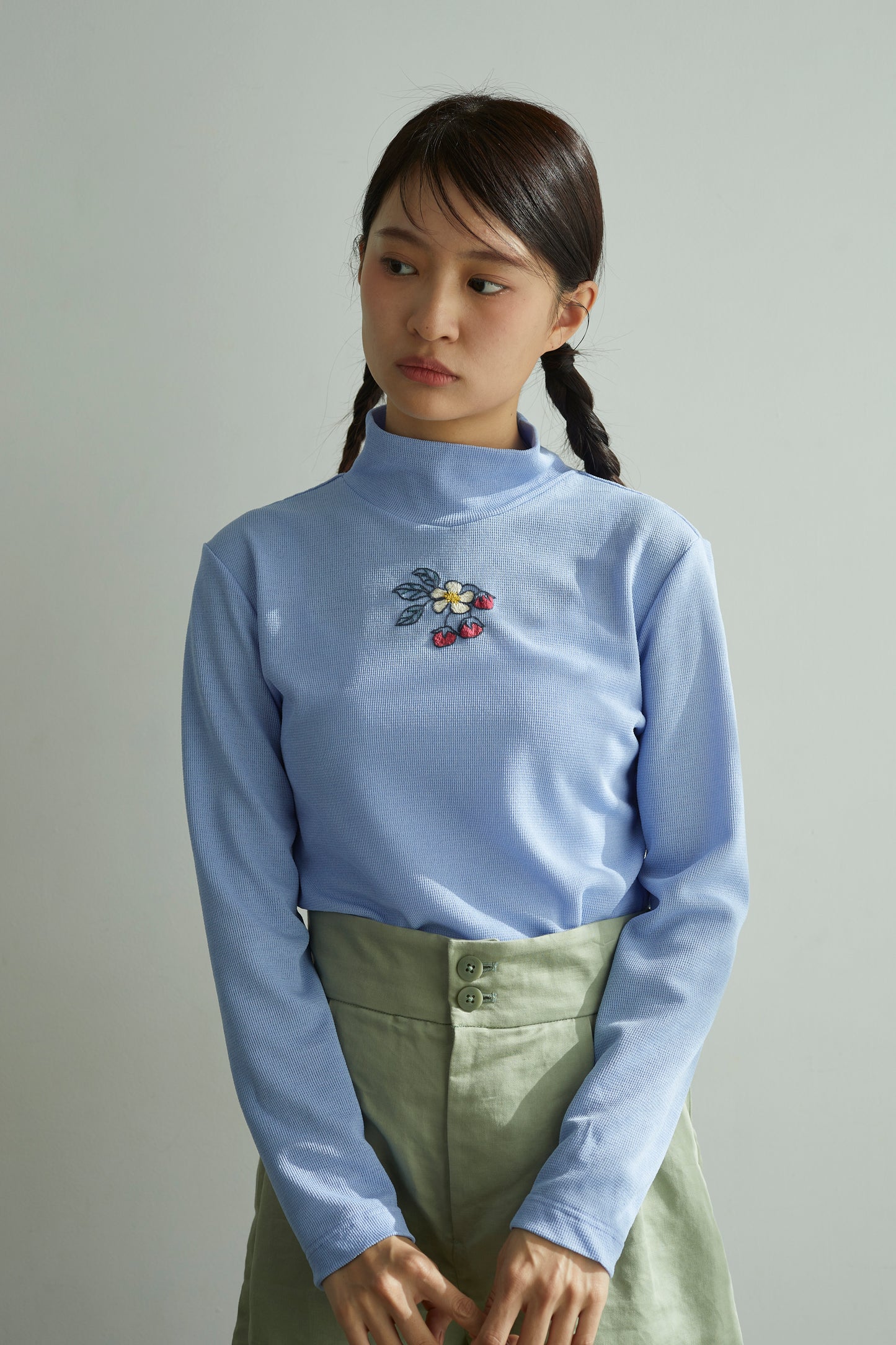 苺のワッフルニットトップス Strawberry Waffle Knit Top