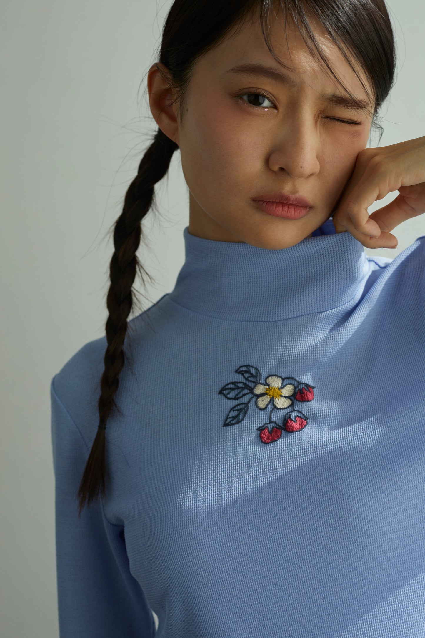 苺のワッフルニットトップス Strawberry Waffle Knit Top