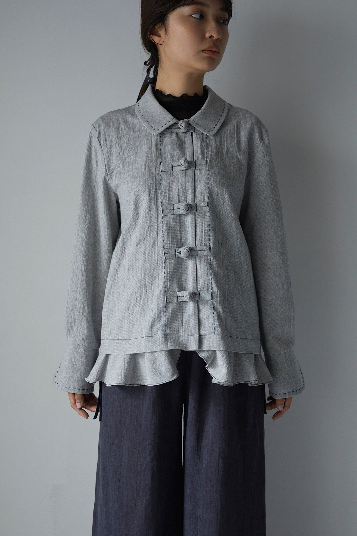 雲のチャイナ釦シャツジャケット Chinese Knot Button Shirt Jacket