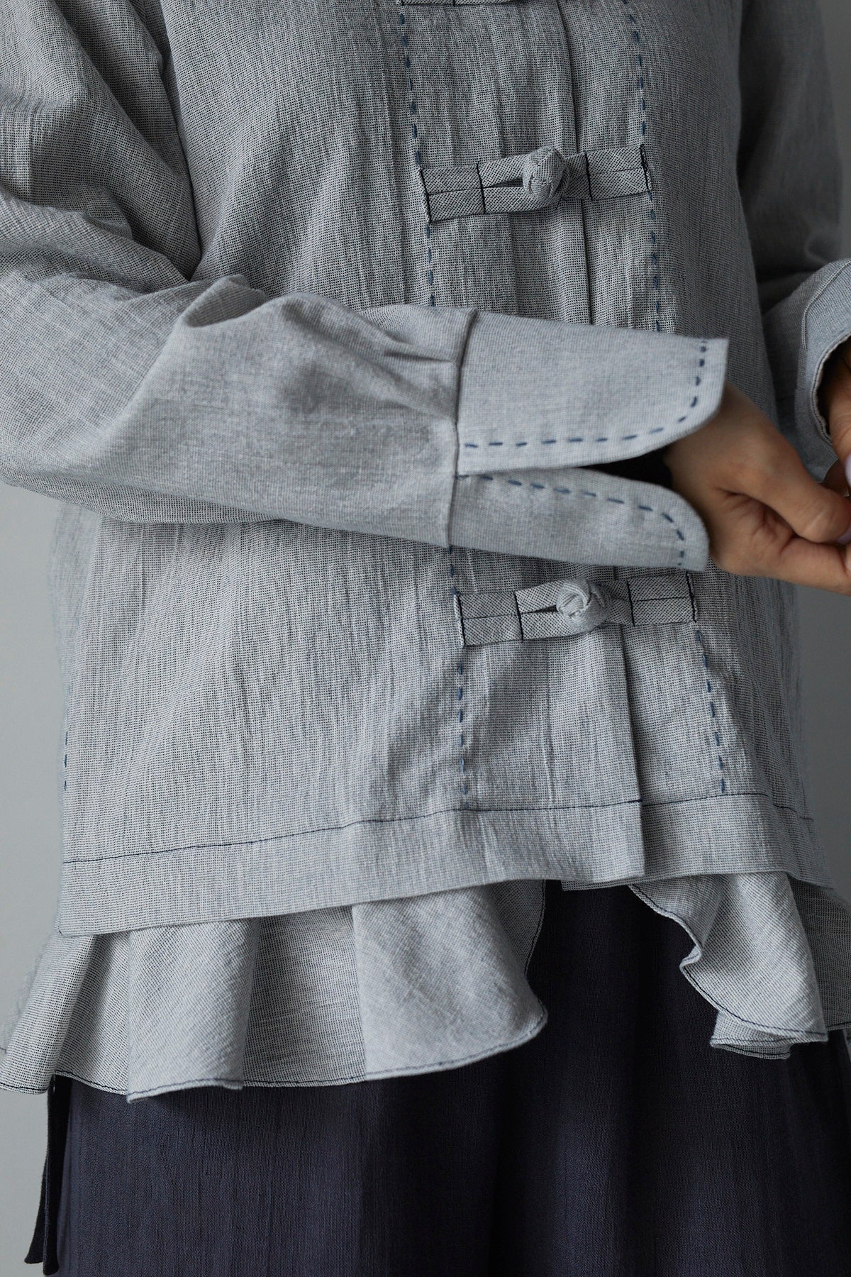 雲のチャイナ釦シャツジャケット Chinese Knot Button Shirt Jacket