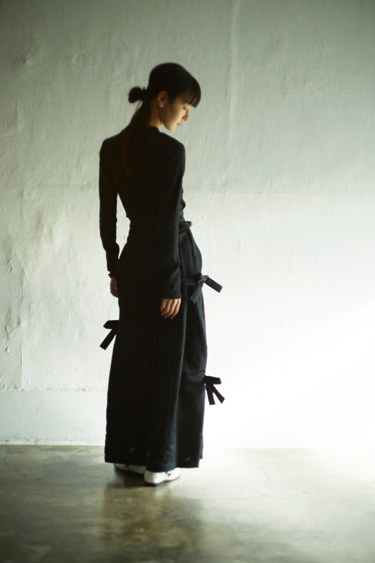 黒リボンパンツ Black Triple Bows Pants