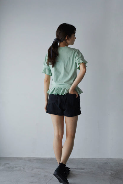 どうだんのフリルTシャツ　Dodan-Tsutsuji Frill Hem T-shirt